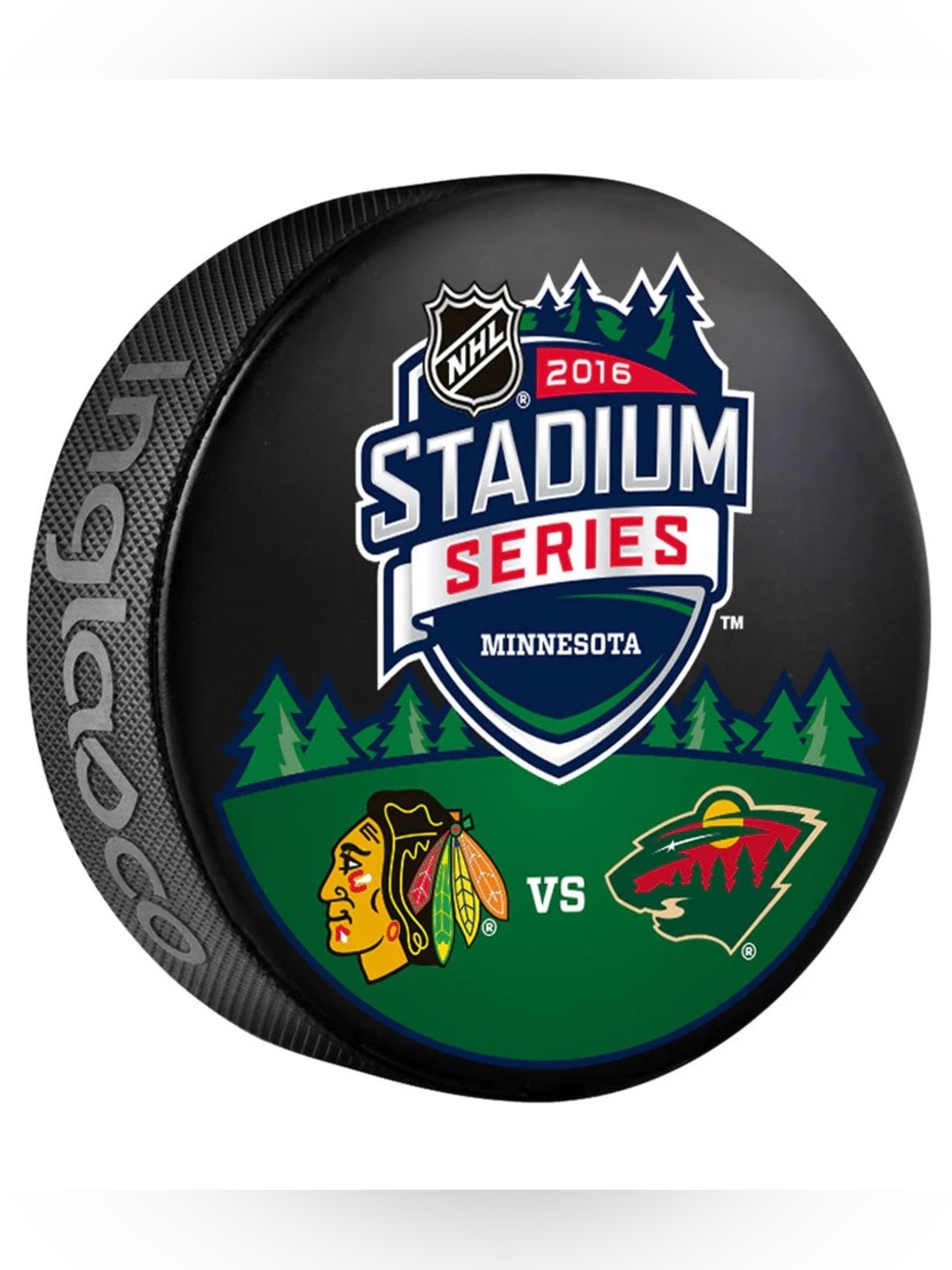 NHL Official Licensed Black Hockey Puck with 2016 Stadium Series Logo